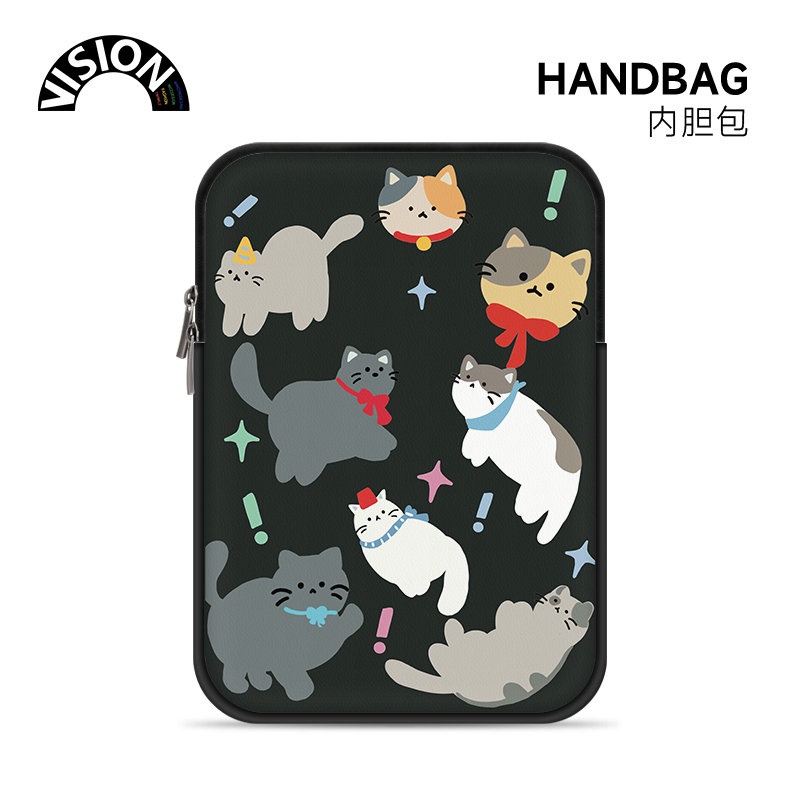 V-Sion Cute Cat Laptop Sleeve 14inch for Girls iPad Suitable for Lenovo Air Apple Mac Notebook Huawei 15.6inch Protective Case Hp Xiaomi Tablet ins Storage Bag