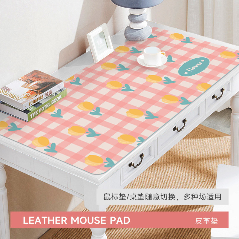 Tulip mouse pad laptop keyboard waterproof leather table pad girls oversized optional children students study desk pad home desktop custom ins wind small fresh