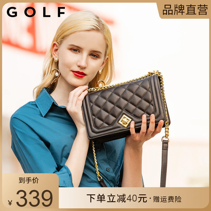 GOLF Rhombog Chain Pack 2022 New Tide Genuine Leather Fashion Lady Single Shoulder Bag Summer Large Capacity Diagonal Satchel Bag