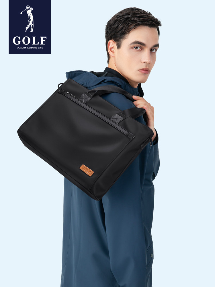 Golf Business Briefcase Men's Large-Capacity Canvas Satchel Shoulder Bag Laptop Bag Official Lawyer Bag