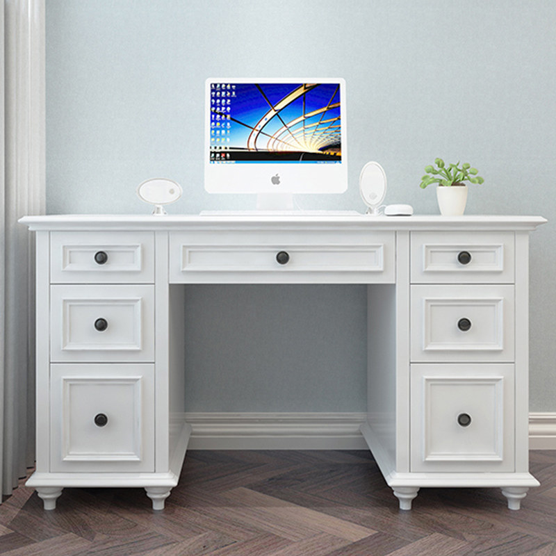 American solid wood computer desk bookcase minimalist modern desk white baking finish desk desk customization