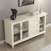 American solid wood dining side cabinet light and luxurious Kanto cabinet modern minimalist white leaning against wall wine cabinet small household type lockers