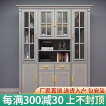 Lijian home American solid wood light luxury bookshelf bookcase White living room study locker Entrance cabinet can be customized