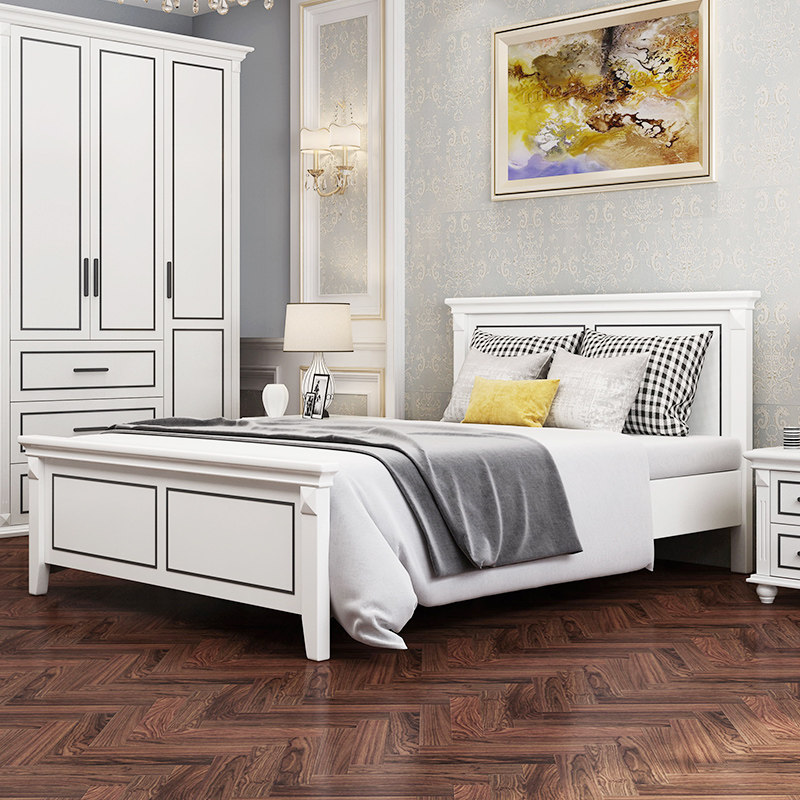 American-style solid wood bed 1 8 meters 1 5 meters double log bed modern minimalist European bedroom furniture suitability wedding bed