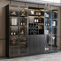 Wine cabinet with lamp Nordic Restaurant glass modern minimalist display cabinet Dining Side Cabinet Light Lavish Red Wine Cabinet Containing shelf