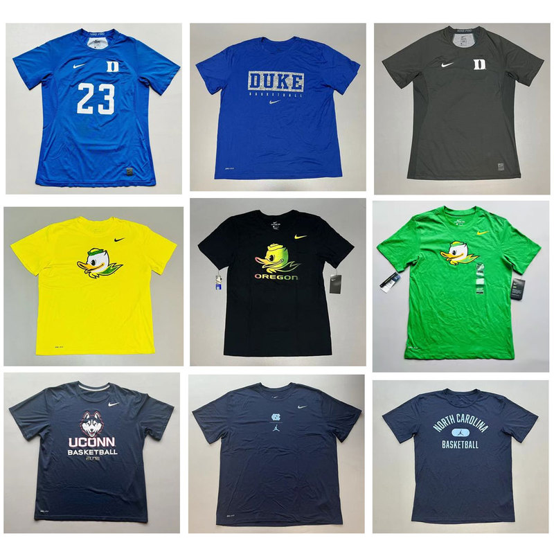 Nike Ncaa American College League Basketball Warm-Up Training Short-Sleeved T-Shirt Uconn Oregon North Carolina Duke