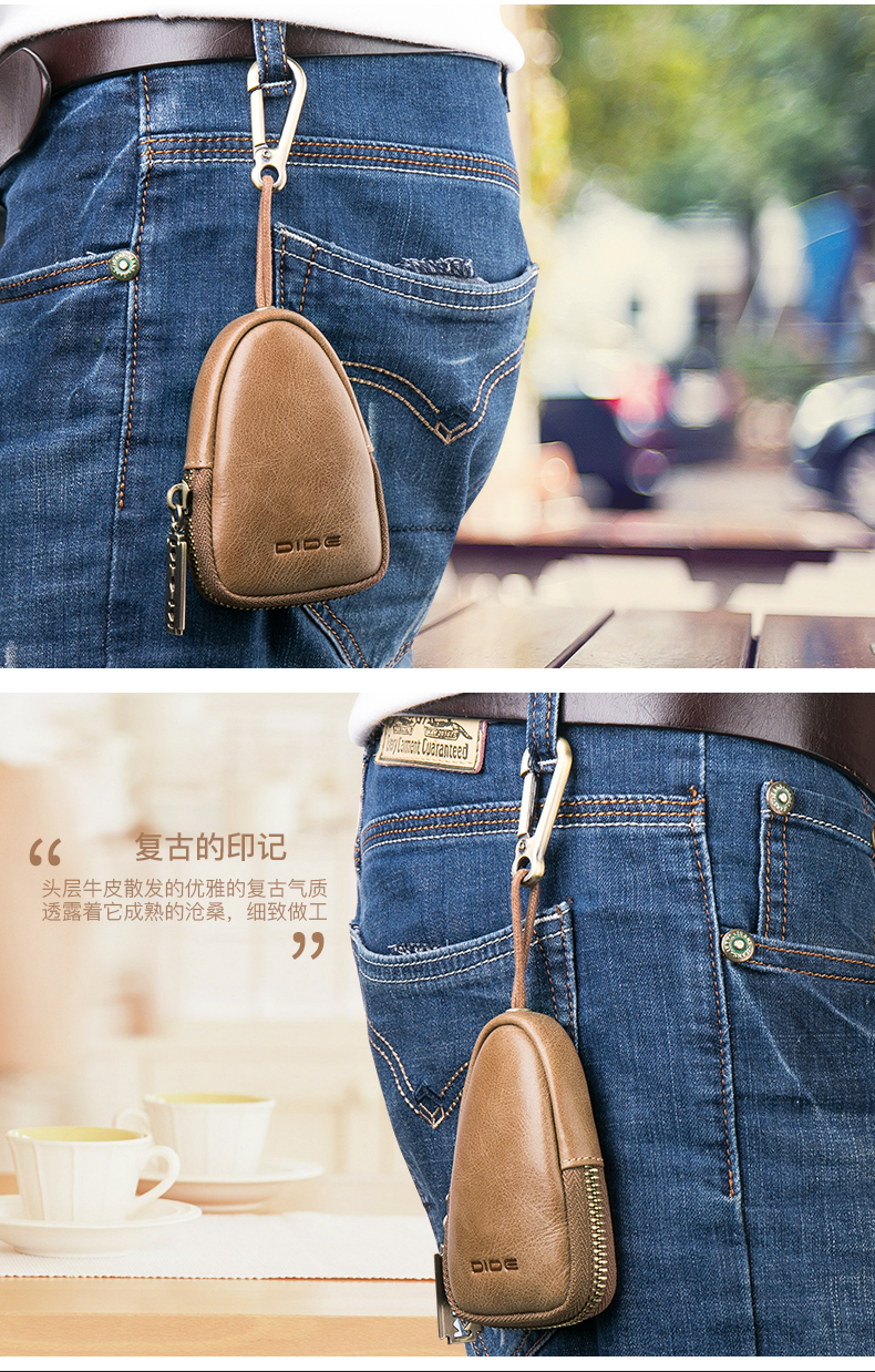 Dede túi chìa khóa da của nam giới đa chức năng móc chìa khóa lớp đầu tiên ví tiền xu bằng da retro túi chìa khóa xe công suất lớn shop ví móc khóa