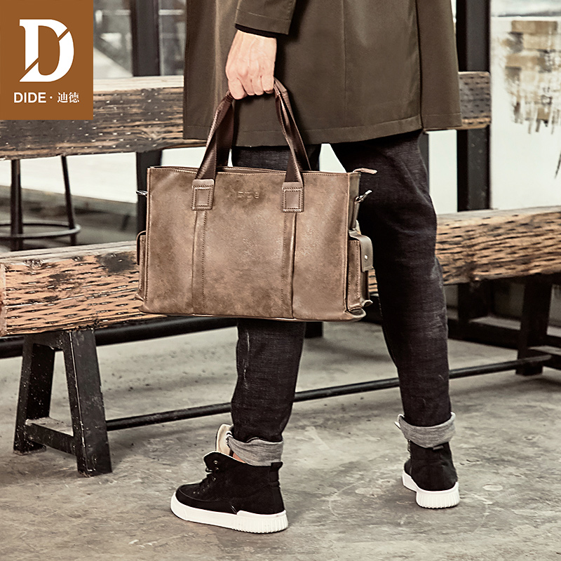 Didmen Handbag Crosswalk Business Men's Bag Single Shoulder Slanted Satchel Bag Retro Casual Briefcase Han Edition Computer Bag