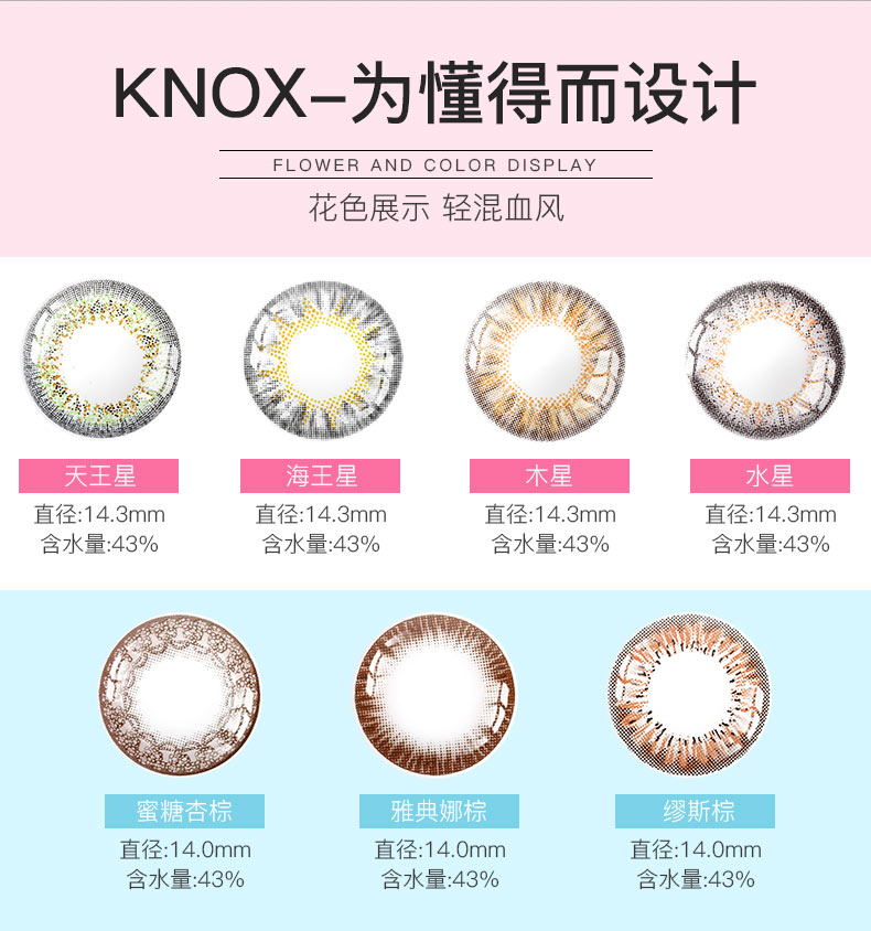 Knox ngày ném đẹp 30 mảnh kính sao vô hình đường kính kích thước có độ vô hình phụ nữ châu Âu và Mỹ pha trộn máu - Kính đeo mắt kính lyys store
