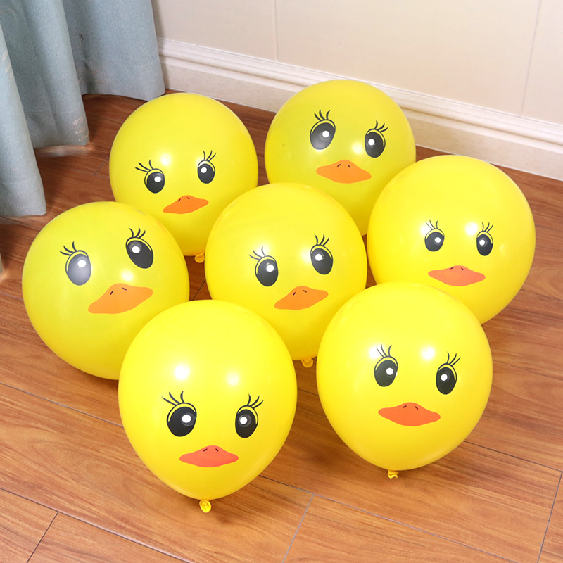 12 Inch Round Thickened Rhubarb Duck Balloon Children Cartoon Swing Stall Sweep Street To Push Holiday Birthday Decorative Balloons