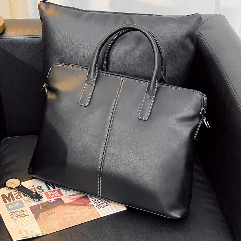 Leather men's bag Fashion simple leather handbag cross section briefcase file bag Leisure business trip men's computer bag