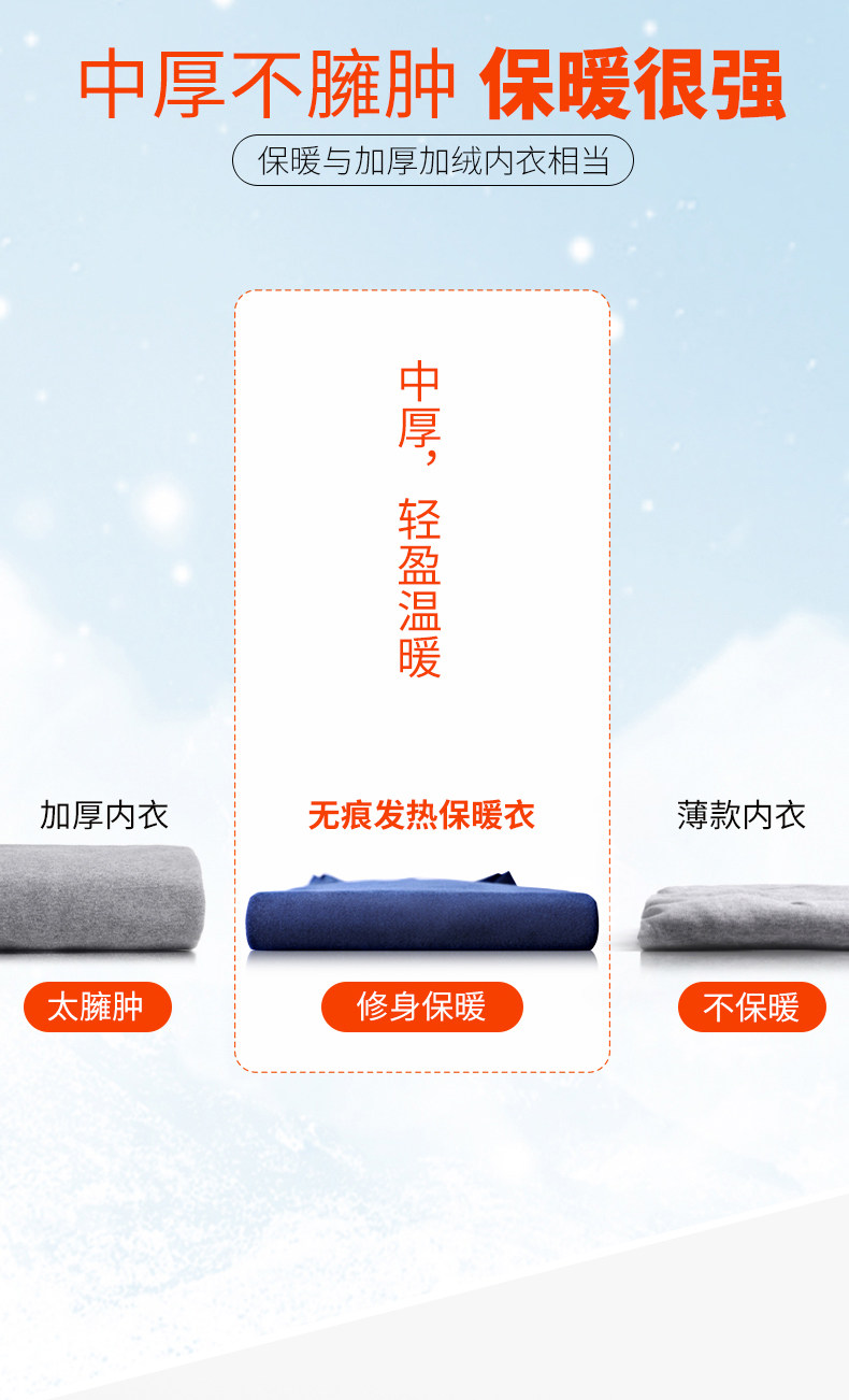 焦恩俊代言 男士无痕内衣套装 发热纤维 四针六线不磨人 图8