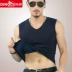 Áo vest nam ấm áp cộng với nhung dày thể thao thể thao cotton bó sát cổ chữ V chạm đáy mùa thu đông áo lông vũ Áo vest cotton