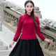 Republic of China gió mặc hàng đầu Trung Quốc Tang chiếc váy của phụ nữ được cải thiện Han chiếc váy sườn xám Trung Quốc gió retro bông trà phù hợp với tay áo ngắn