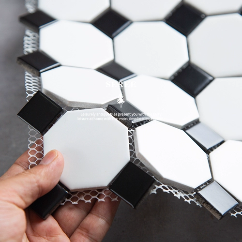 Нордическая ванная комната кухонная плитка черно -белая мозаика