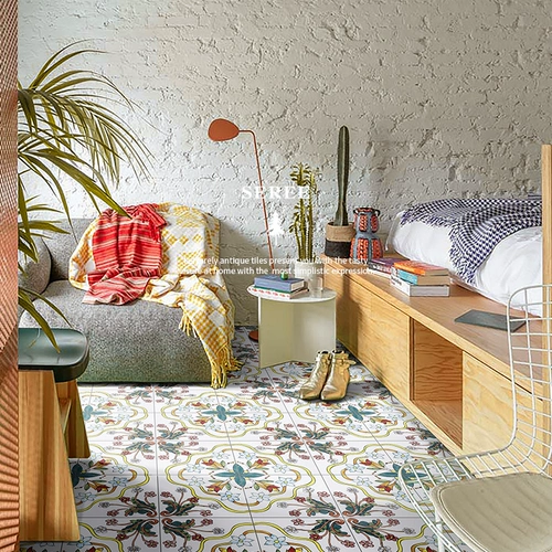 Северная ретро -плитка туалетная кухня и ресторан цветочная пленка плитка гостиная балконная плитка плитка пола на пол 300x300