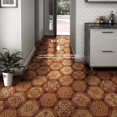 Американская ретро -древесина гексагональная кирпичная гостиная ресторан