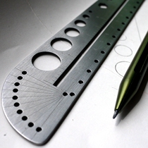 Titanium alloy ruler Large steel ruler scale ruler Compass Protractor Hexagon socket multi-function art tool ruler EDC