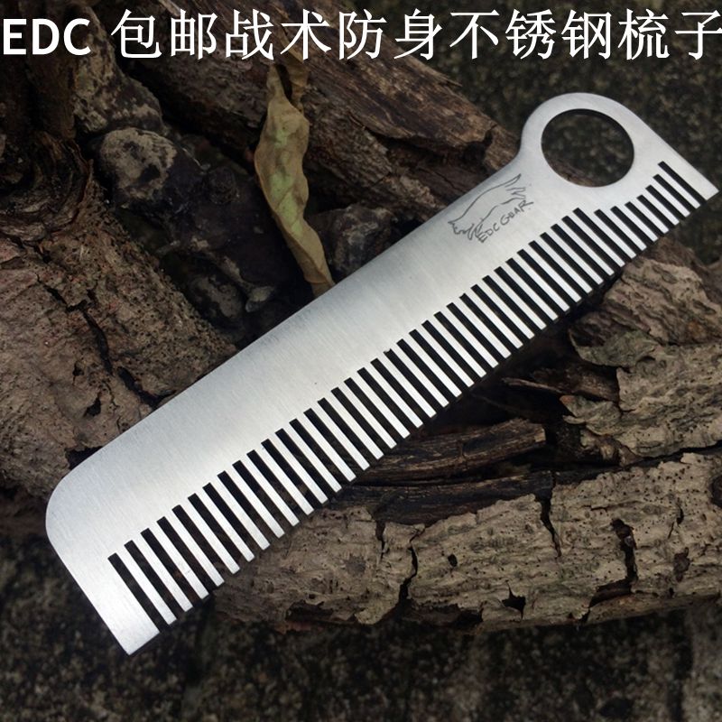 EDC Tactical Head Comb Steel Comb High Strength Stainless Steel Female Wolf Anti-Body Attack Instrumental Multipurpose Home Outdoor