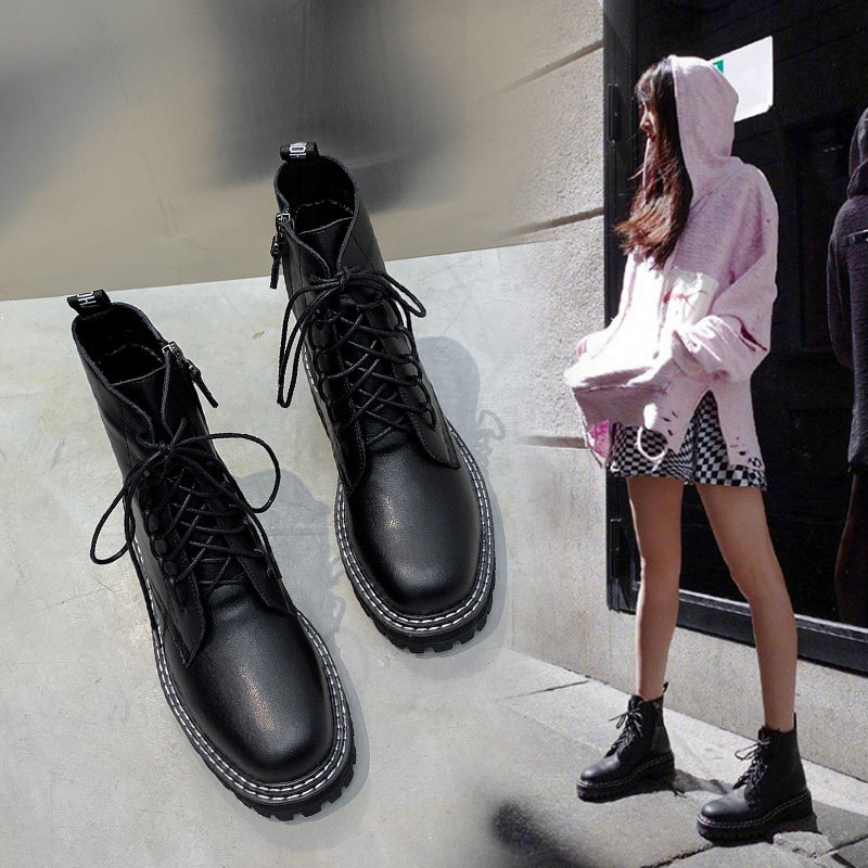 Short Boots Woman Spring Autumn 2020 New Breathable Mesh Red Martin Boots Inron Wind Flat Bottom Single Boot Locomotive Shoes Women Tide Shoes