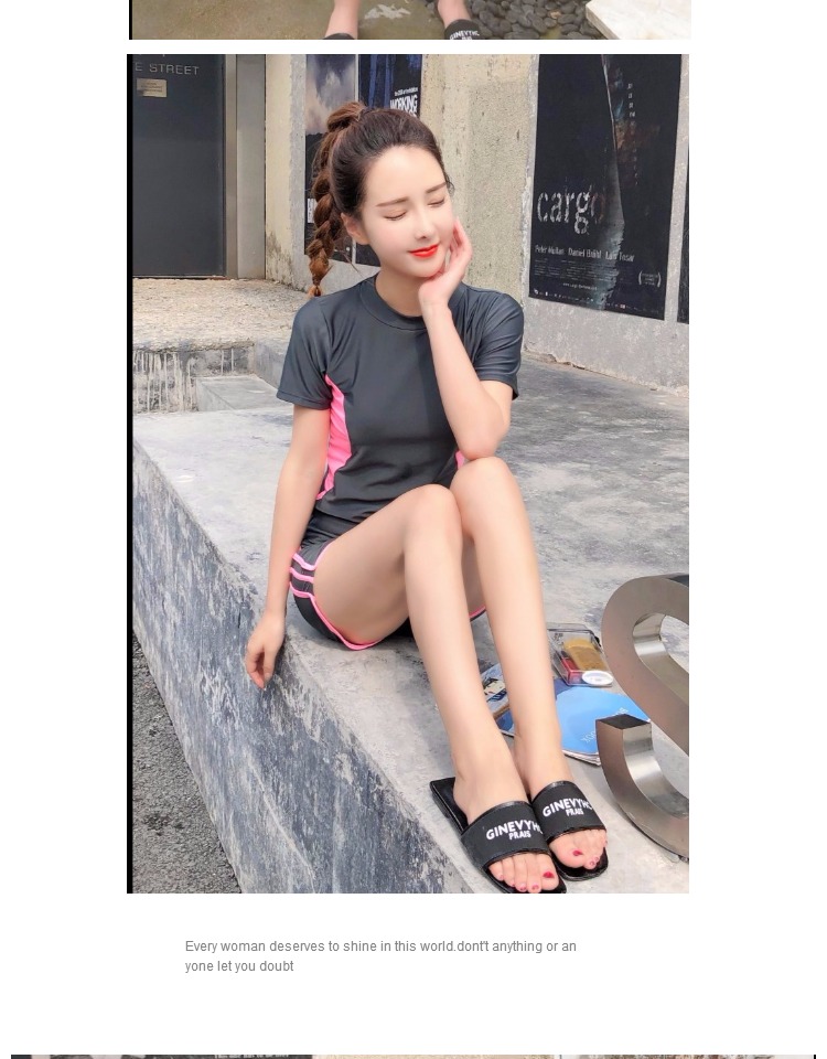 Áo tắm nữ xẻ góc phẳng che bụng bảo thủ mỏng 5 quần thể thao mẫu quần bơi cỡ lớn chất béo MM Hàn Quốc bộ đồ bơi 2 mảnh