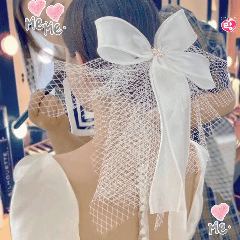 New Korean style styling veil Super Sensen travel photography New bow veil certificate registration photo headdress