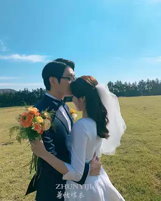 Korean new puffy yarn wedding certificate veil photo simple short travel veil