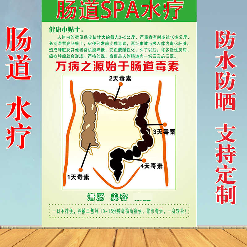 肠道spa水疗作用万病之源于肠道毒素广告展板强贴画排毒作用写真