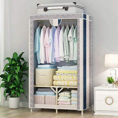 布衣柜简易家用钢管加粗加固加厚结实耐全钢架折叠牛津布艺挂衣柜
