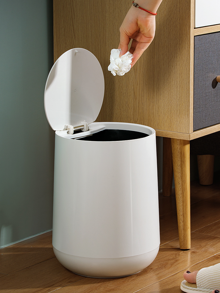 Simple household living room Bedroom Nordic trash can Kitchen powder room Creative trash can large covered waste paper basket