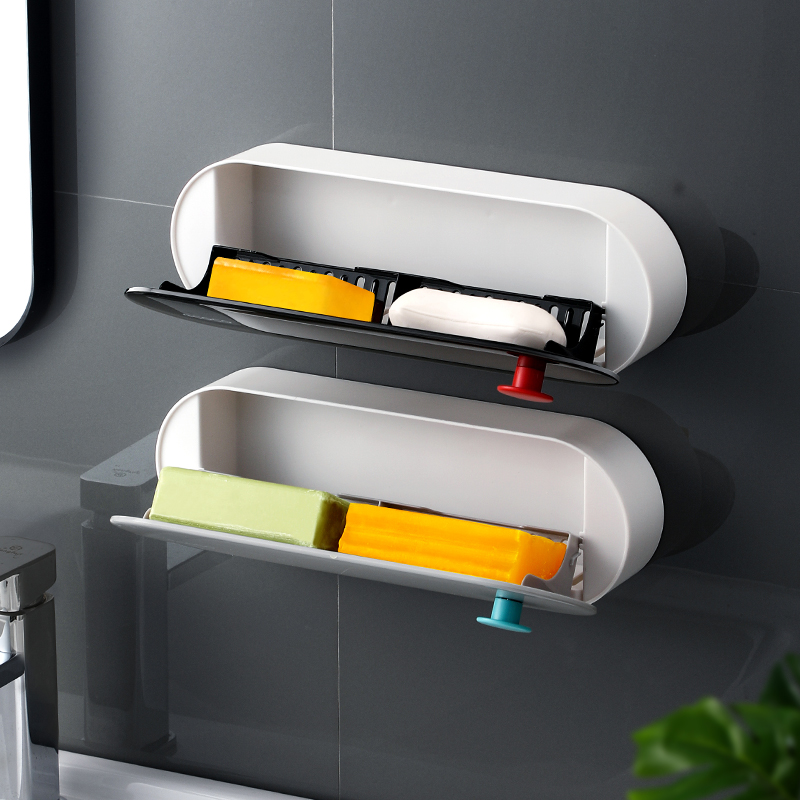 Soap Box Wall-mounted Drain Soap Shelve for Home Makeup Room Soap Case with lid-free Soap Box