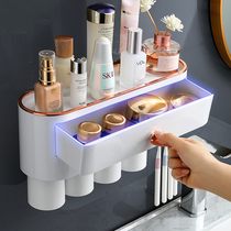 Toothbrush rack brushing cup wall-mounted toilet punch-free toothbrush rack wall-mounted storage box tooth cylinder set