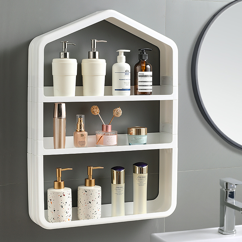 Free punch toilet bathroom with cosmetic toiletriesWall mounted rack Bathroom supplies