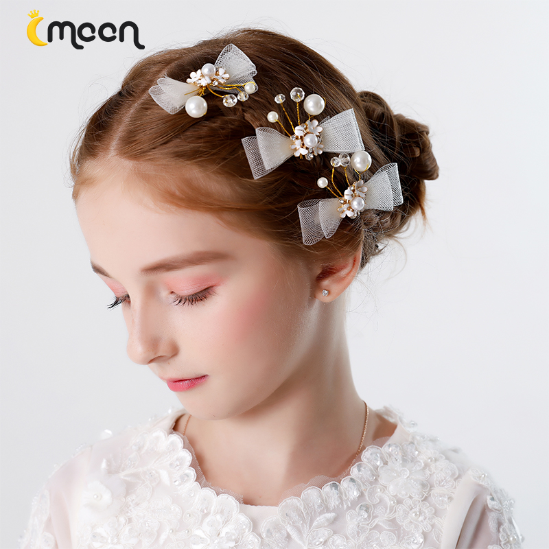 Children's headwear hair accessories girls hair accessories girl hairpins white side clips children's performance jewelry headwear baby hairpins