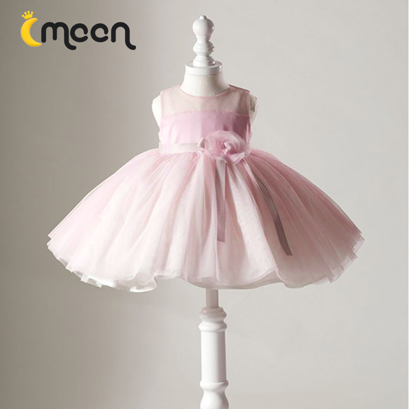 Pink Children Princess Dresses Wedding Dresses Small Flowers Childlike Dresses Woman Wedding Baby Birthday Girl FLUFFY YARN FOREIGN PIE