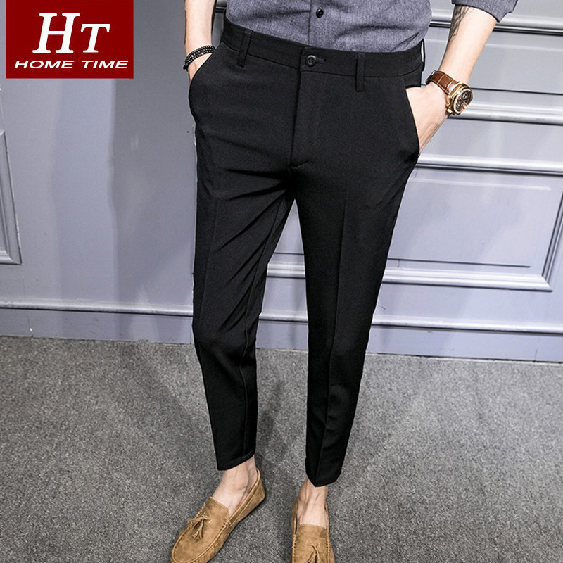 Trousers men's nine points business formal suit casual suit pants spring and autumn Korean version slim black suit cigarette pants