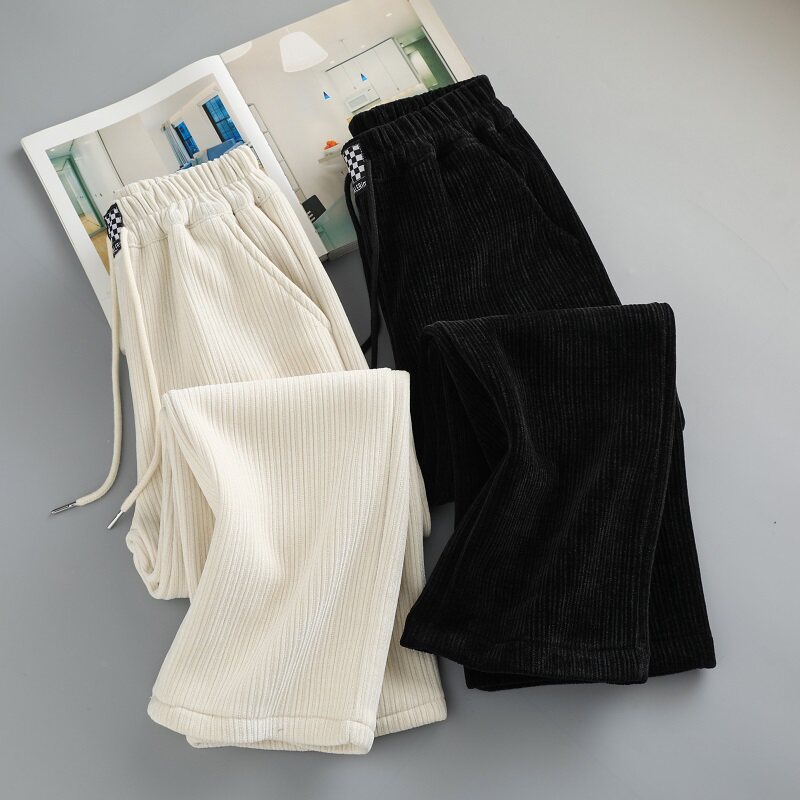 Girls' chenille wide-leg pants 2022 autumn fashion children's middle-aged children's straight outer wear pants fashionable and casual