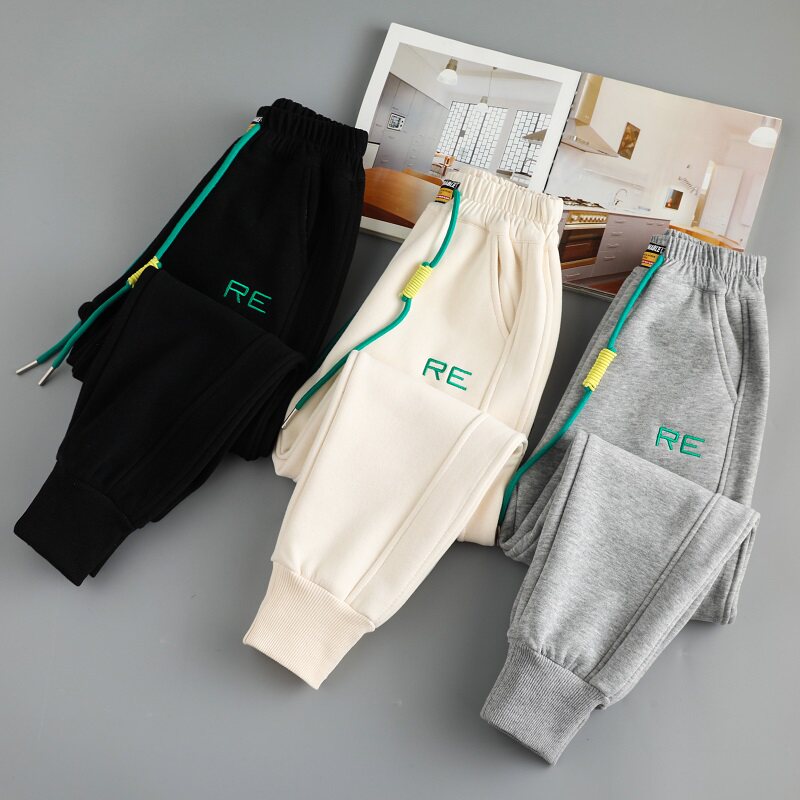 Girls' autumn and winter sports pants 2022 new children's winter sweatpants in the big boy's foreign style pants winter plus velvet thickening