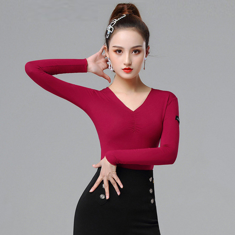 Dan Baoluo female spring and autumn Latin dance long-sleeved tops bottoming shirts dancing clothes modern dance practice clothes square dance clothing