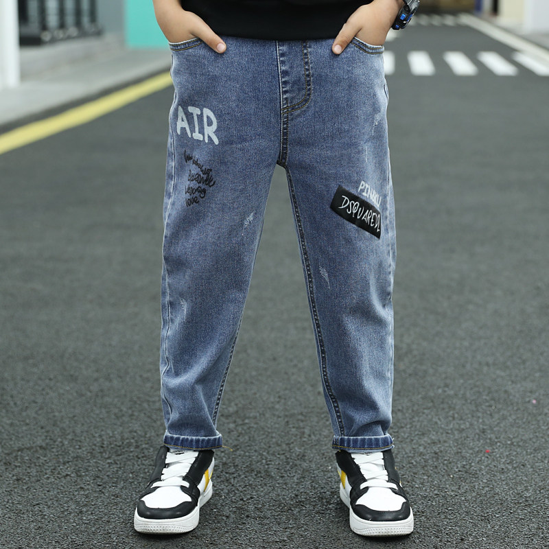 Boys loose jeans 2022 western style new trendy cool handsome children's clothing children's spring and autumn big kids casual trousers