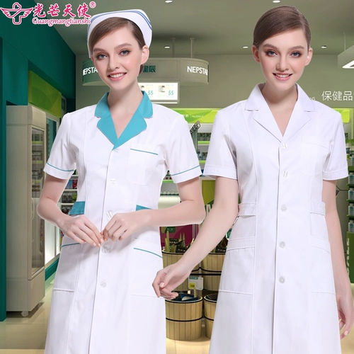 Униформа медсестры, белый халат, униформа врача для работы, короткий рукав, для салонов красоты