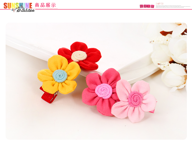 Phụ kiện tóc cho trẻ em Phiên bản tiếng Hàn của hoa đôi màu tóc kẹp tóc dây tóc mái kẹp clip tạp dề bên cô gái dây chun buộc tóc