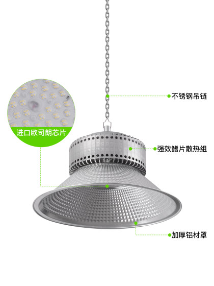 Yaming Led Industrial and Mining Light with Finned Heat Sink for Factory, Warehouse, and Workshop Lighting, 100W 200W Ultra-Bright Industrial Pendant Light