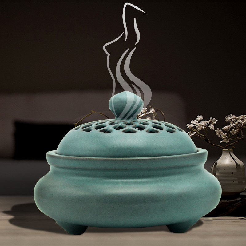 Large incense burner Ceramic room aromatherapy stove Bedroom plate aromatherapy incense burner Sandalwood stove