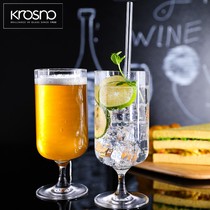 Imported Krosno Crystal glass Cup European style High foot straight drum Juice Cup Creative Cocktail Glass of Red Beer Cup