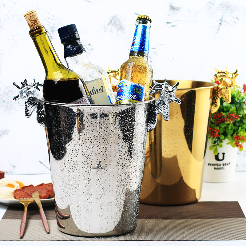 Stainless steel ice bucket ice cool barrel bar supplies ice cube barrel ice wine barrel red wine champagne small beer barrel home commercial