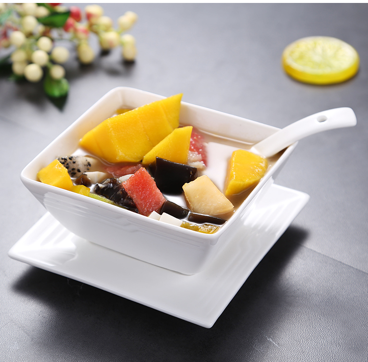 Sugar water bowl dessert to use creative pure white ceramic tableware suit square bowl of rice bowls of soup bowl of porridge bowl bowl of steamed dense eggs