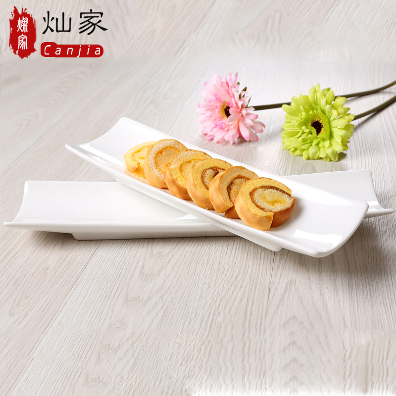 Ceramic rectangular plate sushi plate small never dish creative pure white wings dessert plate Japanese - style tableware plate