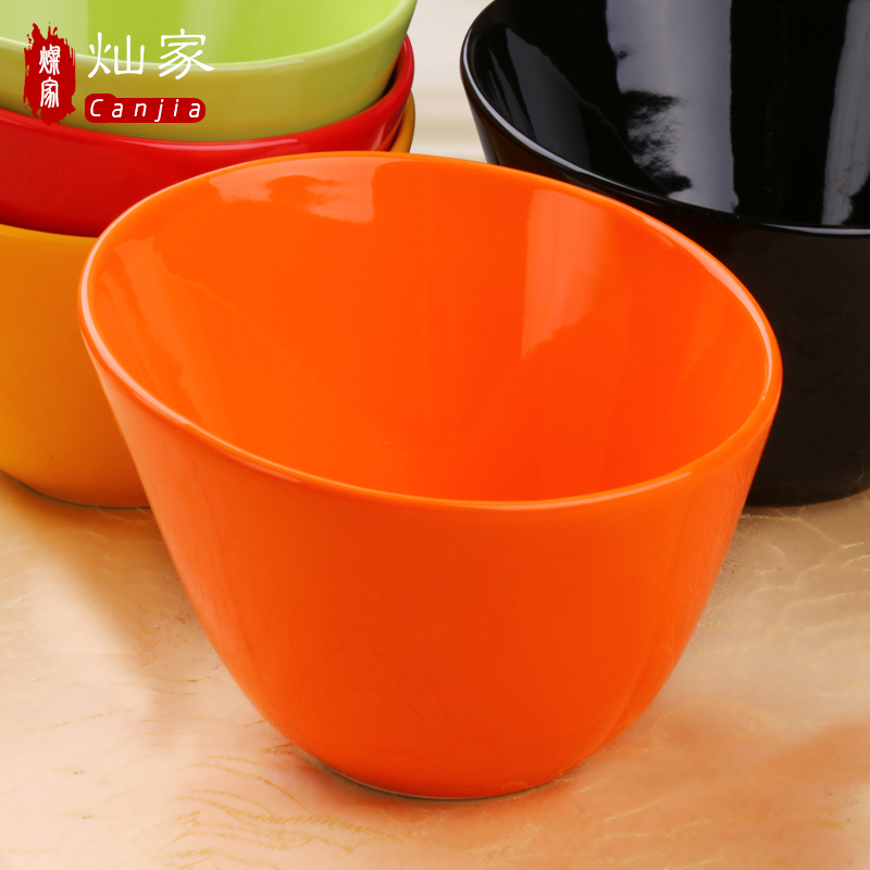 Ceramic high body bevel salad bowl noodles bowl of colored glaze sauce bowl of soup bowl western - style buffet hotel tableware