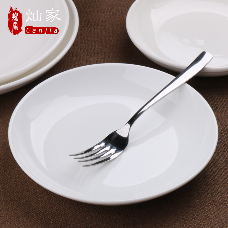 Pure white ceramic plate ceramic dish dish dish FanPan deep dish soup plate steak plate western - style food plate tableware suit